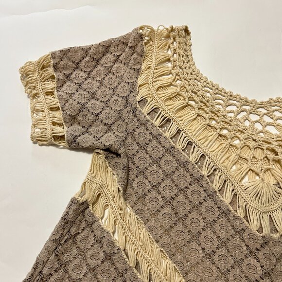 Umgee USA Crochet Lace open knit Top sz M Boho Fairy Whimsy Cottagecore Coquette - Picture 4 of 12